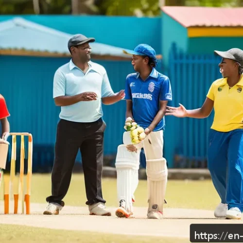 바베이도스에서 인기 있는 스포츠 - A vibrant community cricket match in Barbados set in a colorful neighborhood park with diverse famil...
